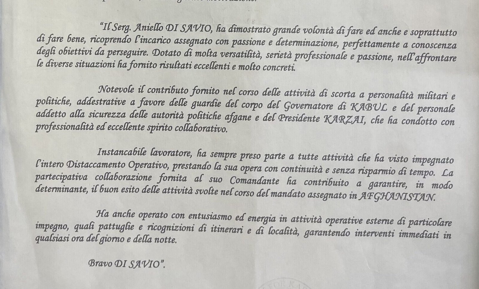 Lettera di referenza professionale