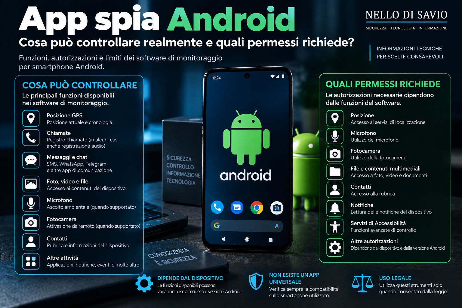 App spia Android: cosa può controllare realmente e quali permessi richiede